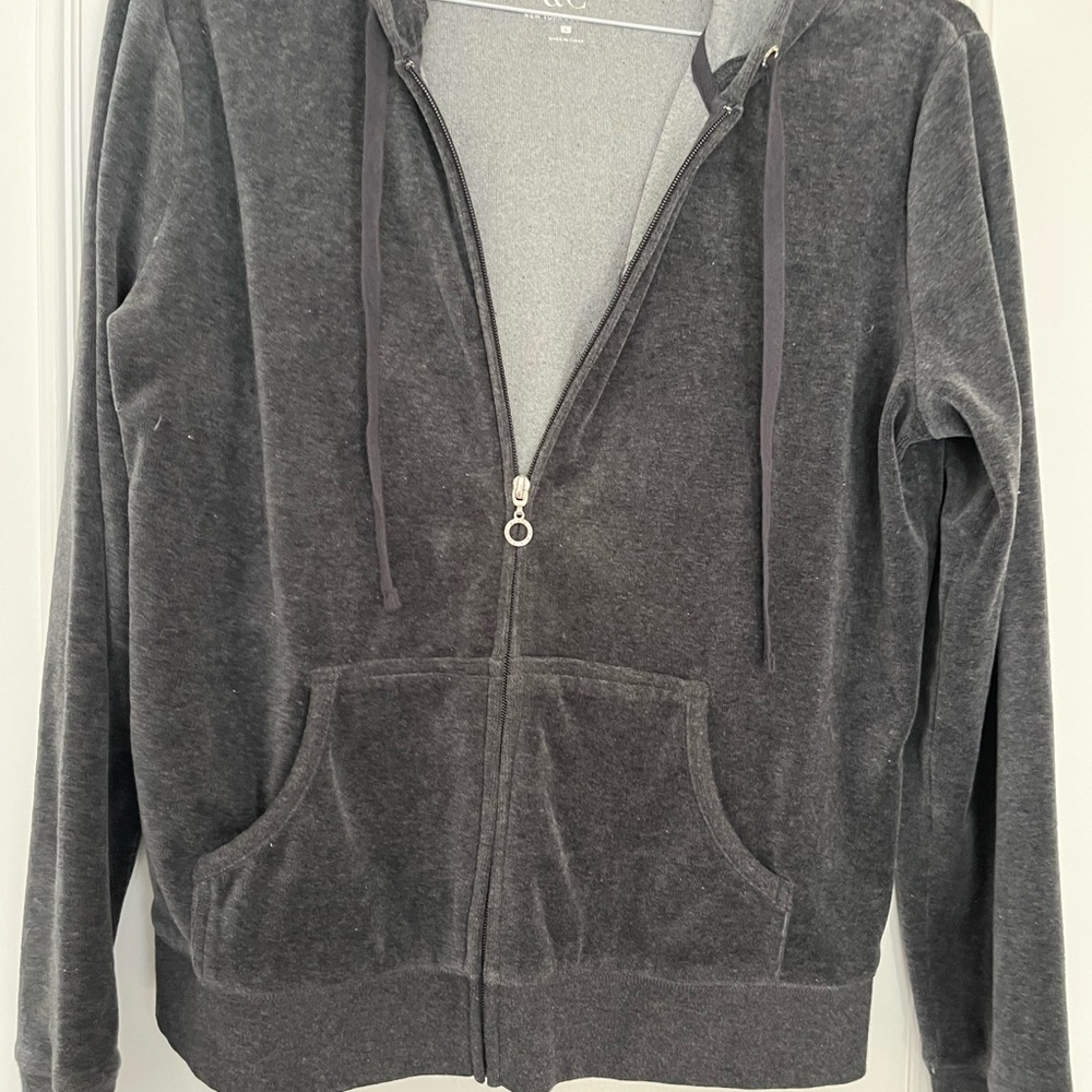 New York & Company Gray Zip-Up Hoodie
